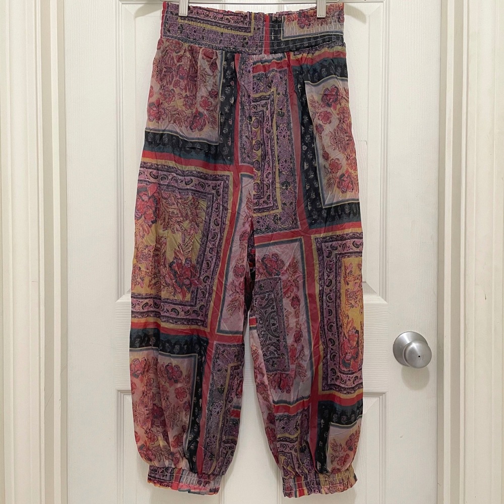 FP Movement Free People Sashay My Way Balloon Pants S Jogger Patchwork Yoga Boho
